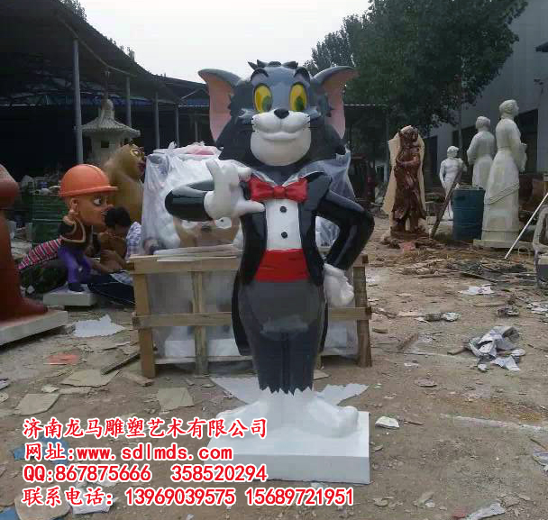 玻璃钢卡通雕塑 猫和老鼠雕塑